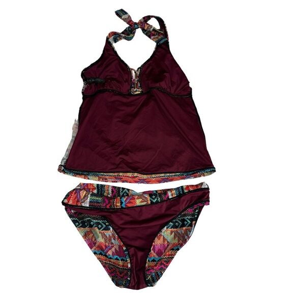 La Blanca Tribal Halter Tankini swimsuit Set, multicolor, Size 6 - Picture 6 of 11